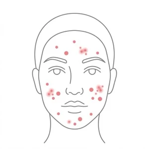 Moderate acne illustration